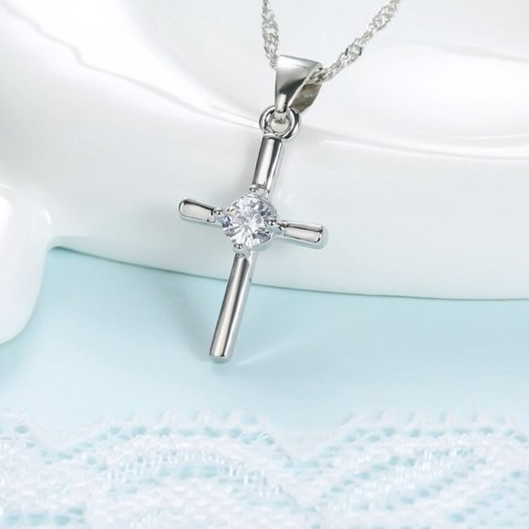 Cross Necklace Earrings 925 Sterling Silver Bundle Set - Picture 6 of 8